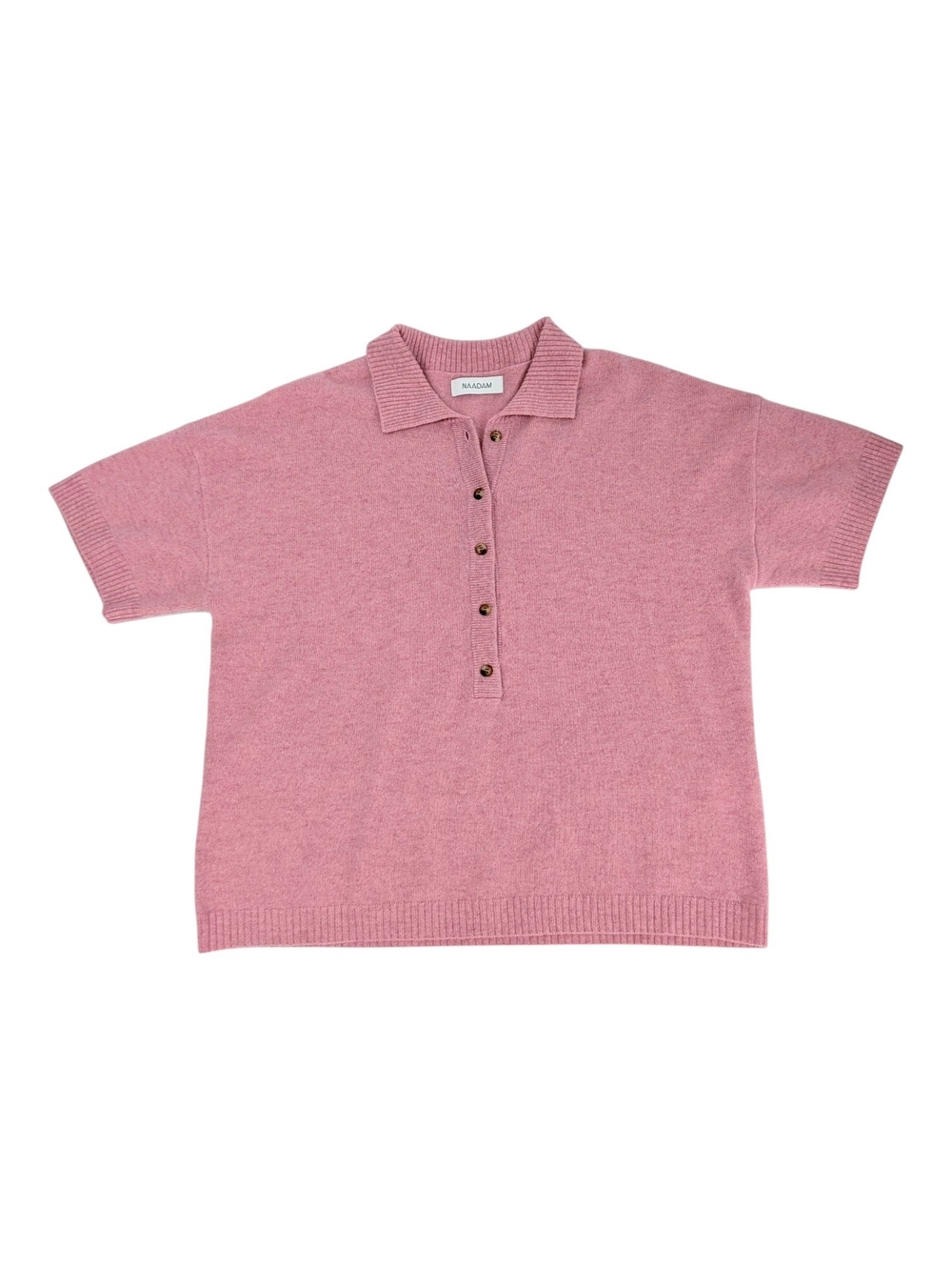 NAADAM Cashmere Relaxed Polo Sweater Pink M Coquette Quiet Luxury Old Money